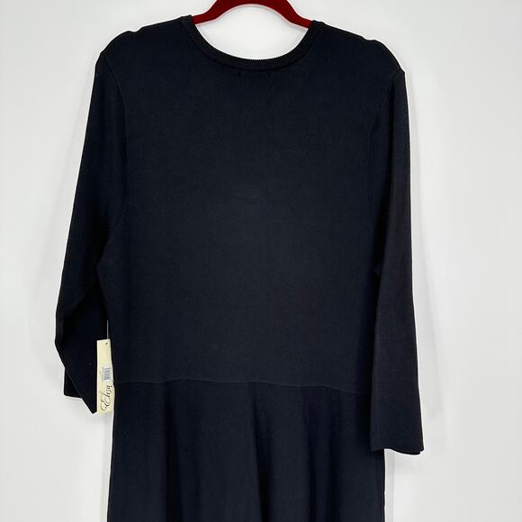 Eliza J Fit and Flare Knit Sweater New Modest Midi Dress in Black Womens XXL - Picture 5 of 13